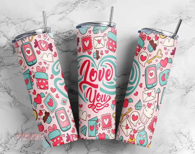 Valentine 20oz Skinny Tumbler Sublimation Designs for Straight/Tapered Tumbler Design - PNG Digital Download Sublimation CaldwellArt 