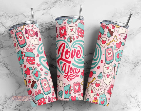 Valentine 20oz Skinny Tumbler Sublimation Designs for Straight/Tapered Tumbler Design - PNG Digital Download Sublimation CaldwellArt 