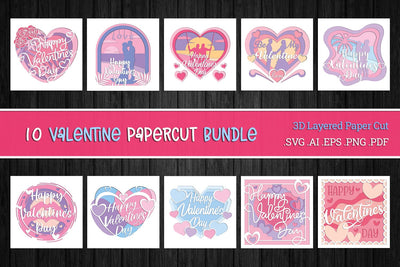 Valentine 3D Layered Paper Cut SVG BUNDLE SVG Slim Studio 