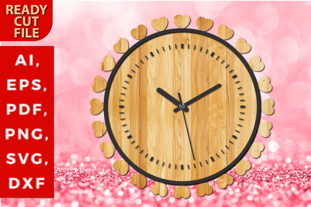 Valentine 3d Wall Clock Laser Cut svg SVG MD JOYNAL ABDIN 