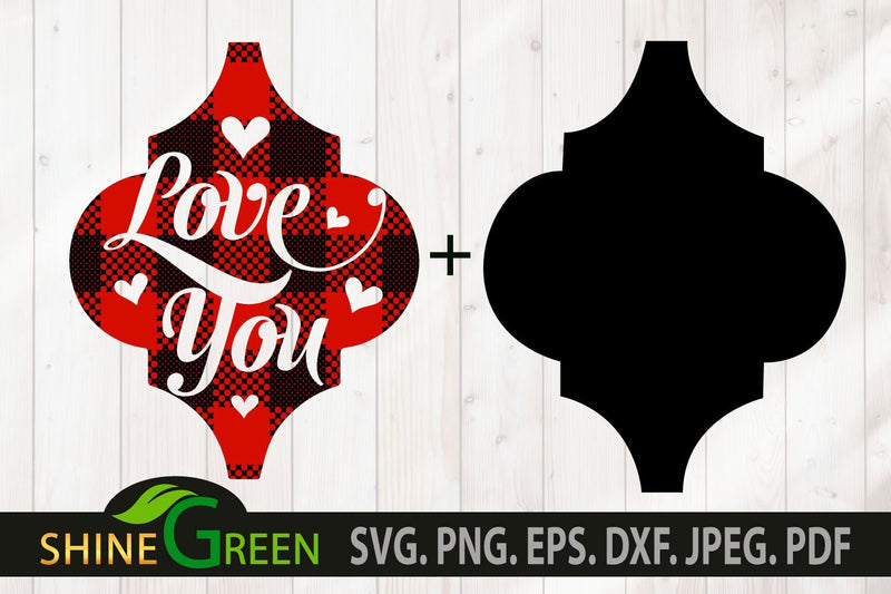 Valentine Arabesque Buffalo Plaid SVG - Love You SVG SVG Shine Green Art 