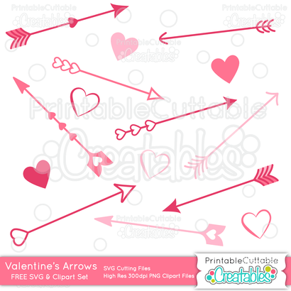 Valentine Arrows Set SVG Printable Cuttable Creatables 