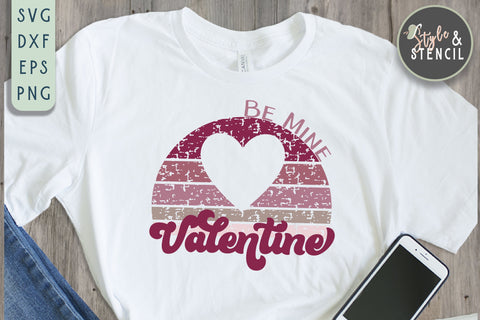 Valentine Be Mine Retro SVG - PNG, DXF, EPS, SVG, Cut File SVG Style and Stencil 