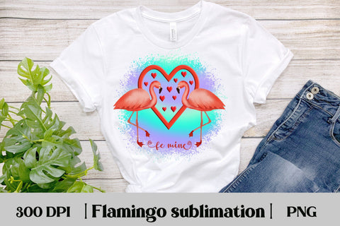 Valentine be mine sublimation | Flamingo sublimation design Sublimation Svetana Studio 