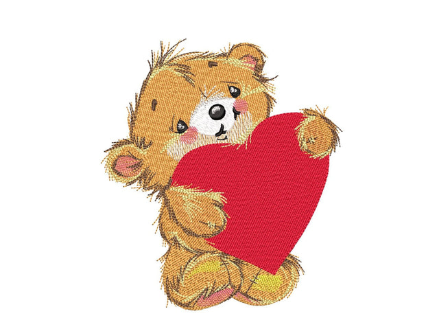 Valentine Bear Embroidery Design, 4 sizes, Instant Download Embroidery/Applique DESIGNS Nino Nadaraia 