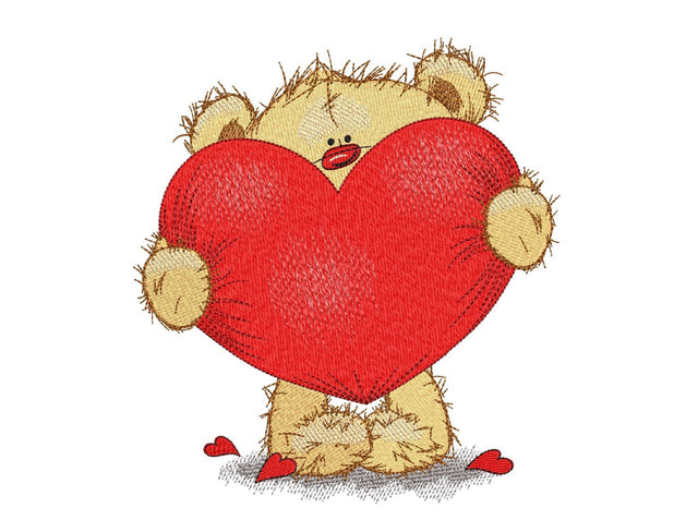 Valentine Bear Embroidery Design, 4 sizes, Instant Download Embroidery/Applique DESIGNS Nino Nadaraia 