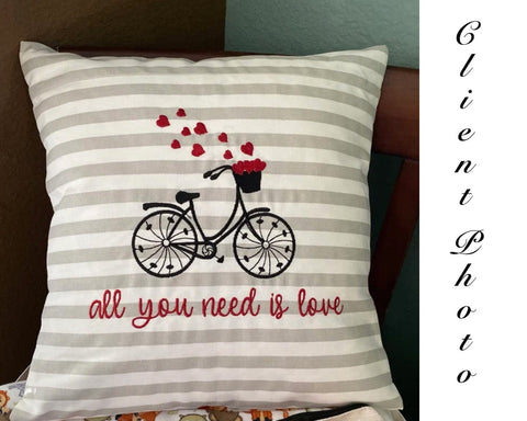 Valentine Bicycle with hearts Machine Embroidery Design (2) Embroidery/Applique DESIGNS Canada Embroidery 