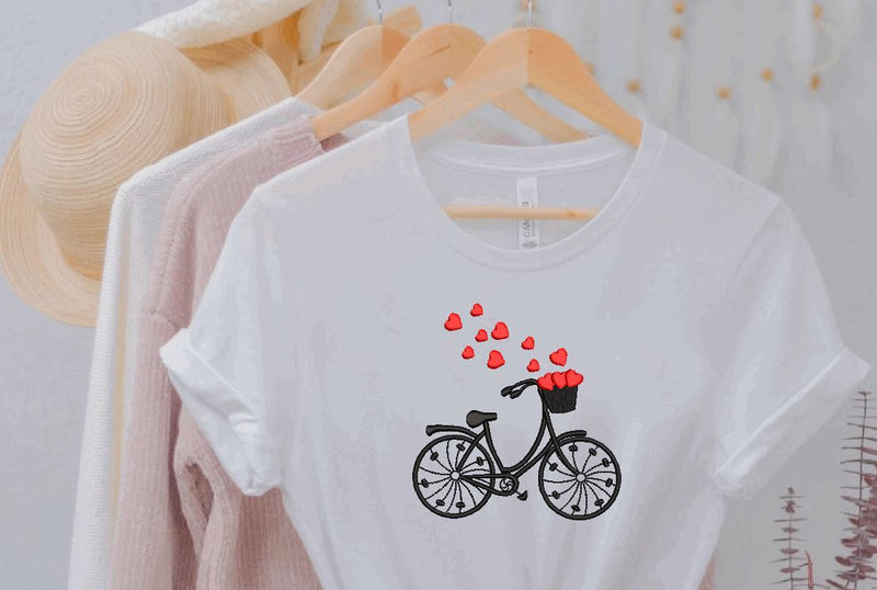 Valentine Bicycle with hearts Machine Embroidery Design (2) - So Fontsy