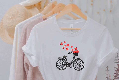 Valentine Bicycle with hearts Machine Embroidery Design (2) Embroidery/Applique DESIGNS Canada Embroidery 