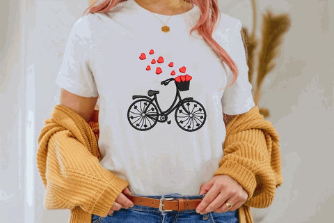 Valentine Bicycle with hearts Machine Embroidery Design (2) Embroidery/Applique DESIGNS Canada Embroidery 