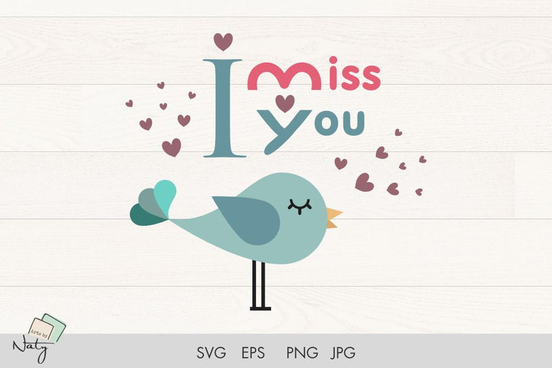 Valentine bird and hearts SVG clipart. - So Fontsy