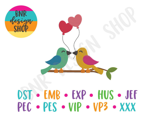 Valentine Birds Machine Embroidery Design Embroidery/Applique BNRDesignShop 