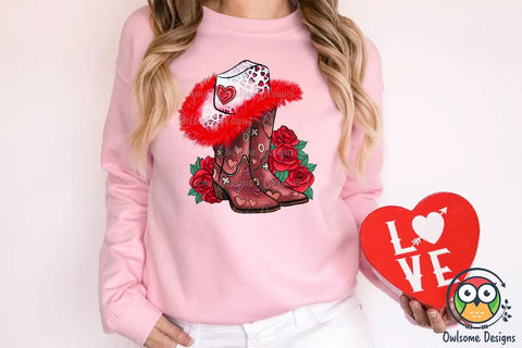 Valentine Boots Cowgirl Sublimation PNG Sublimation Owlsome.Designs 