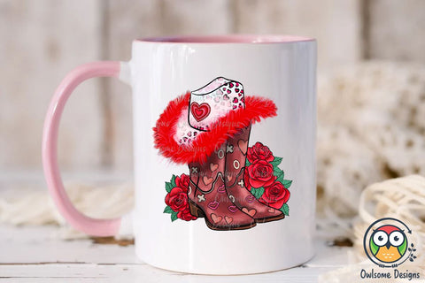 Valentine Boots Cowgirl Sublimation PNG Sublimation Owlsome.Designs 