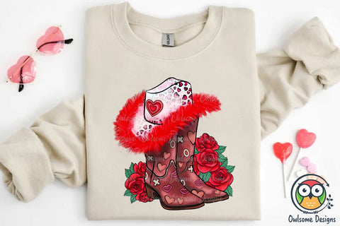 Valentine Boots Cowgirl Sublimation PNG Sublimation Owlsome.Designs 
