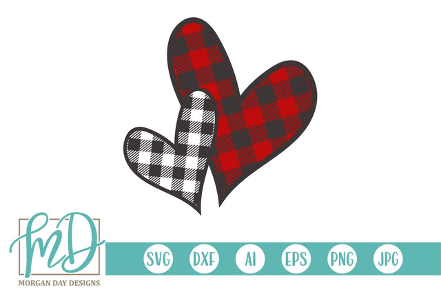 Valentine Buffalo Plaid Hearts SVG Morgan Day Designs 
