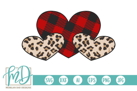 Valentine Buffalo Plaid Leopard Hearts SVG Morgan Day Designs 