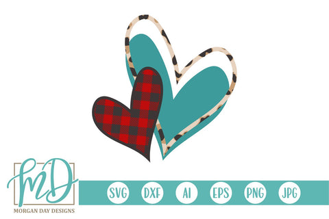 Valentine Buffalo Plaid Leopard Hearts SVG Morgan Day Designs 