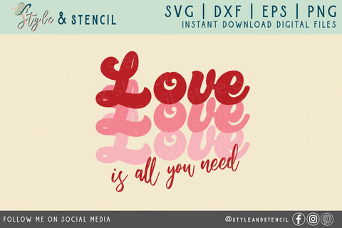 Valentine Bundle Retro SVG - PNG, DXF, EPS, SVG, Cut File SVG Style and Stencil 