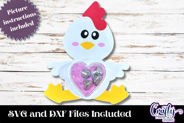 Valentine Candy Dome Holder, Animal Candy Ornament Chicken SVG Crafty Mama Studios 