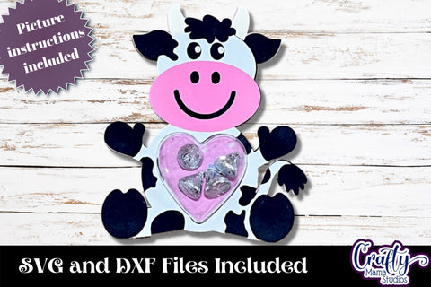 Valentine Candy Dome Holder, Animal Candy Ornament Cow Svg SVG Crafty Mama Studios 