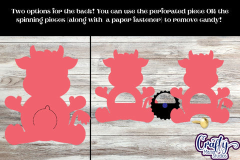 Valentine Candy Dome Holder, Animal Candy Ornament Cow Svg SVG Crafty Mama Studios 