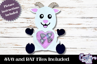 Valentine Candy Dome Holder, Animal Candy Ornament Goat Svg SVG Crafty Mama Studios 