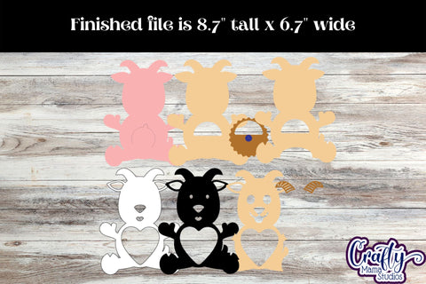 Valentine Candy Dome Holder, Animal Candy Ornament Goat Svg SVG Crafty Mama Studios 