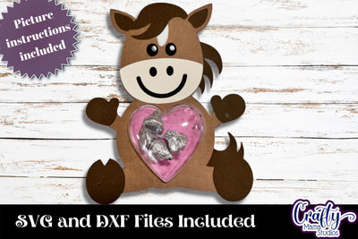 Valentine Candy Dome Holder, Animal Candy Ornament Horse Svg SVG Crafty Mama Studios 