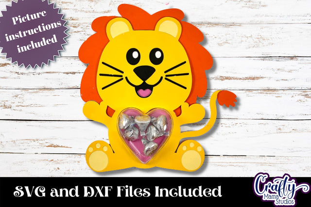 Valentine Candy Dome Holder, Animal Candy Ornament Lion Svg SVG Crafty Mama Studios 