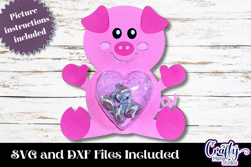 Valentine Candy Dome Holder, Animal Candy Ornament Pig Svg SVG Crafty Mama Studios 