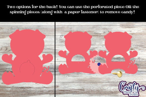 Valentine Candy Dome Holder, Animal Candy Ornament Pig Svg SVG Crafty Mama Studios 