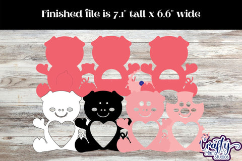 Valentine Candy Dome Holder, Animal Candy Ornament Pig Svg SVG Crafty Mama Studios 