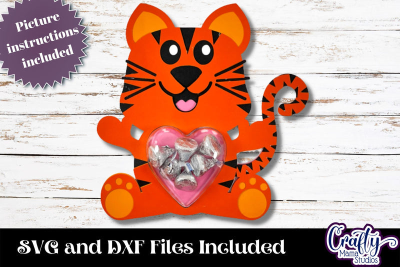 Valentine Candy Dome Holder, Animal Candy Ornament Tiger Svg SVG Crafty Mama Studios 