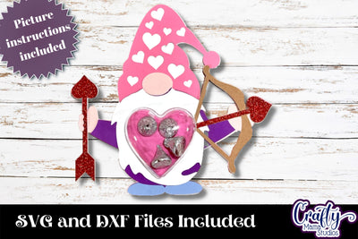 Valentine Candy Dome Holder, Cupid Gnome Candy Ornament Svg SVG Crafty Mama Studios 
