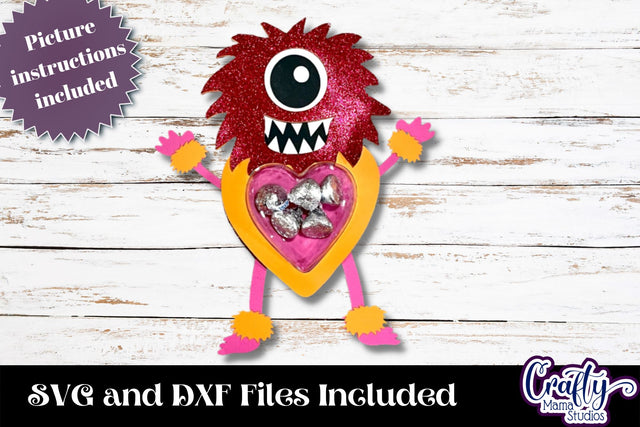 Valentine Candy Dome Holder, Furry Monster Candy Ornament SVG Crafty Mama Studios 