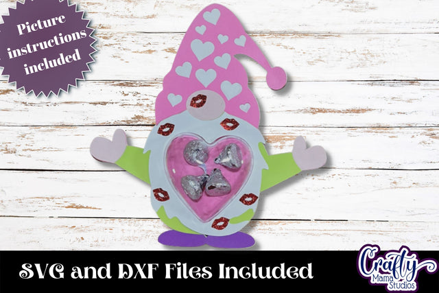 Valentine Candy Dome Holder, Gnome Kisses Candy Ornament Svg SVG Crafty Mama Studios 