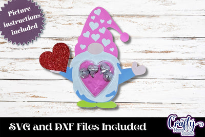 Valentine Candy Dome Holder, Heart Gnome Candy Ornament Svg SVG Crafty Mama Studios 