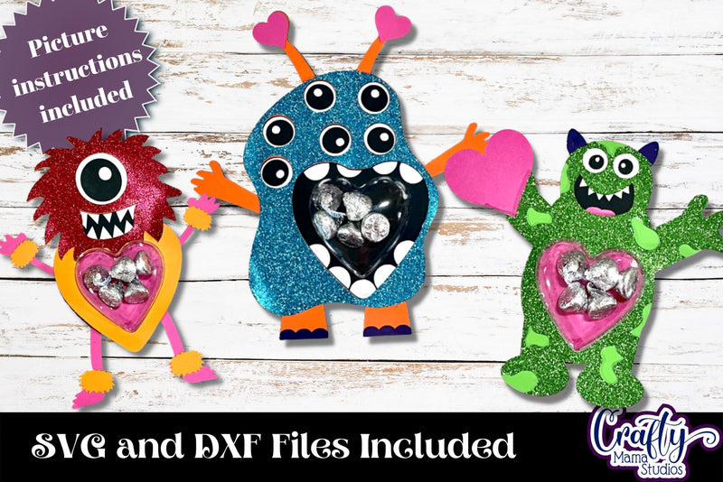 Valentine Candy Dome Holder, Monster Candy Bundle Ornament SVG Crafty Mama Studios 