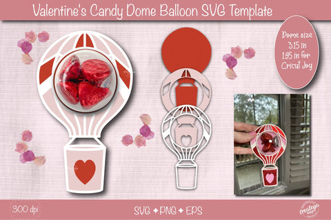 Valentine Candy Dome Holder SVG| Balloon candy holder SVG| Valentine treat holder| Treat box| SVG Createya Design 