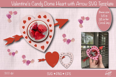 Valentine Candy Dome Holder SVG| Heart candy holder SVG| Valentine treat holder| Treat box SVG Createya Design 