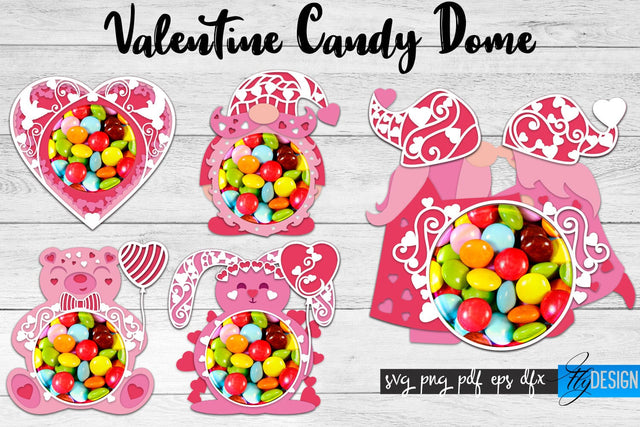 Valentine Candy Dome SVG | Candy Holders SVG | Treat Box SVG v.1 SVG Fly Design 