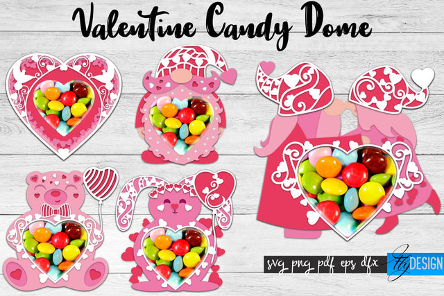 Valentine Candy Dome SVG | Candy Holders SVG | Treat Box SVG v.2 SVG Fly Design 