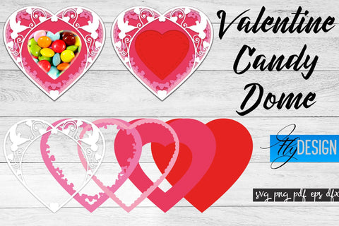 Valentine Candy Dome SVG | Candy Holders SVG | Treat Box SVG v.2 SVG Fly Design 
