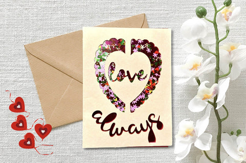 Valentine Card SVG| Heart card SVG template| Love cards| Greeting Card Template SVG| Printable SVG Createya Design 