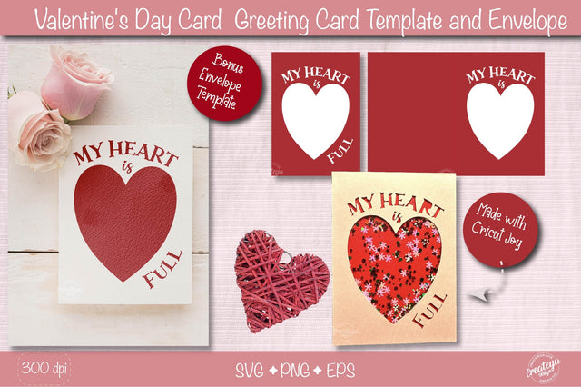 Valentine Card SVG| Heart card SVG template| Love cards| Greeting Card Template SVG| Printable SVG Createya Design 
