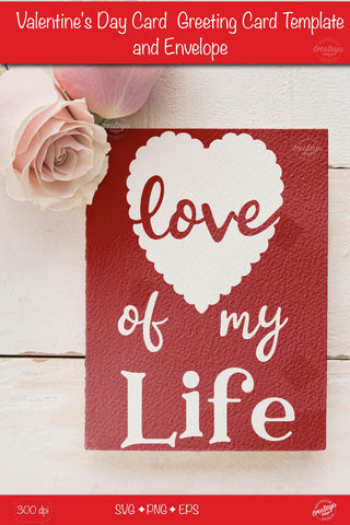 Valentine Card SVG| Heart card SVG template| Love cards| Greeting Card Template SVG| Printable SVG Createya Design 