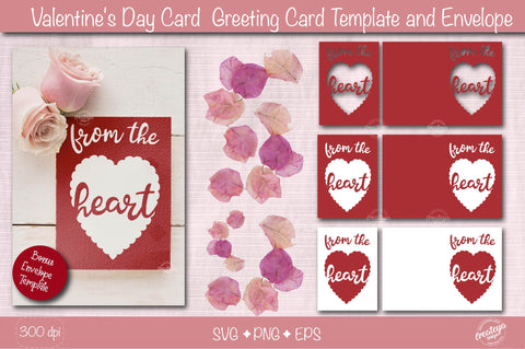 Valentine Card SVG| Heart card SVG template| Love cards| Greeting Card Template SVG| Printable SVG Createya Design 