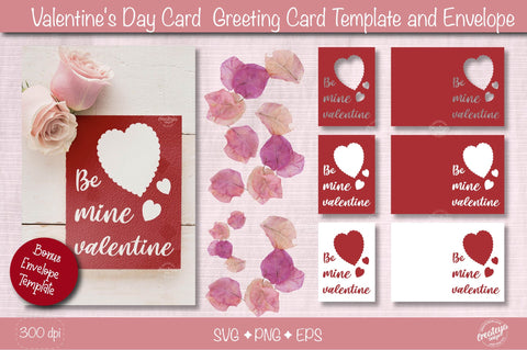 Valentine Card SVG| Heart card SVG template| Love cards| Greeting Card Template SVG| Printable SVG Createya Design 