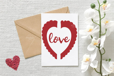 Valentine Card SVG| Heart card SVG template| Love cards| Greeting Card Template SVG| Printable SVG Createya Design 